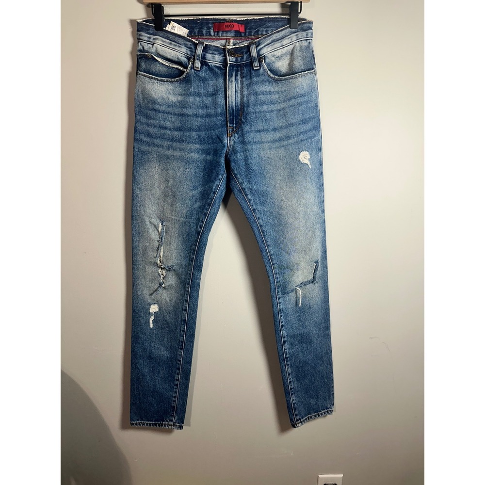 Hugo Boss HUGO Womens Slim Distressed Ripped Jeans Medium Wash 30x32